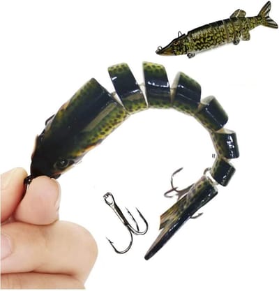 Realistische Meerval Aas, Langzaam Zinkende Perch Swimbait, Segmenten met Drievoudige Haak voor Snoek, Forel en Zander Vissen