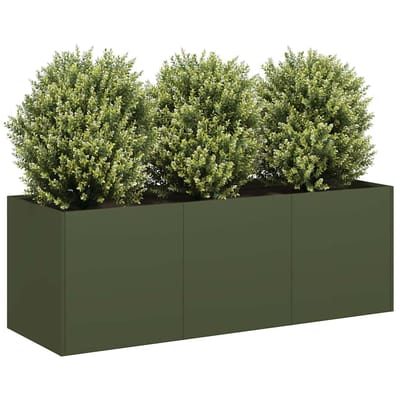 vidaXL - Plantenbak - 120x40x40 - cm - koudgewalst - staal - olijfgroen