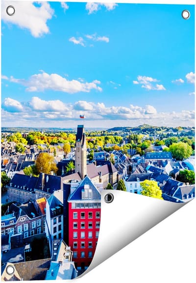 Gards Tuinposter Maastricht Stad met Huizen - 40x50 cm - Tuindoek - Tuindecoratie - Wanddecoratie buiten - Tuinschilderij