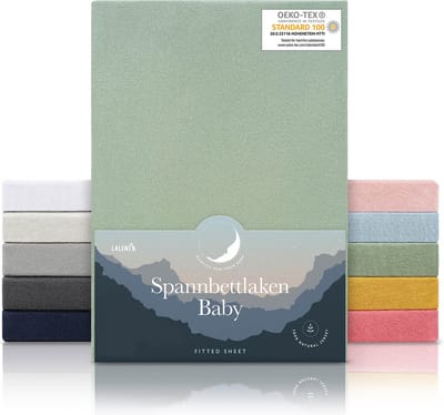 Laleni Jersey Baby/Kind Hoeslaken - Actief Ademend - Oeko-Tex Certificeerd - Babybed, Wieg, Kinderbed 55 x 90 x 10cm, zomergroen, set van 2
