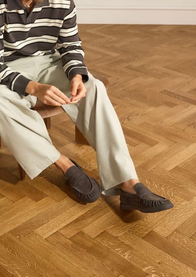 Manfield - Heren - Bruine suède loafers - Maat 43