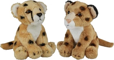 Ravensden - Safari dieren knuffels - 2x stuks - Cheetah en Luipaard - 15 cm