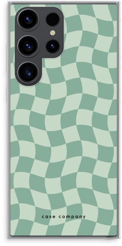 Case Company® - Hoesje geschikt voor Samsung Galaxy S23 Ultra hoesje - Grid Groen - Soft Cover Telefoonhoesje - Bescherming aan alle Kanten en Schermrand