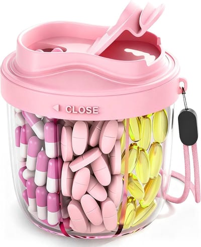 Pillendoosjes - Medicijndoosje voor 7 dagen - Ronde medicijndoos - 7 compartimenten - Brede opening en anti-verwarringsontwerp - BPA-vrij - Ideaal voor op reis - Roze