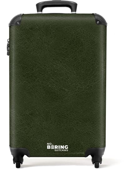 NoBoringSuitcases.com - Koffer - Lederen look diep groen - Past binnen 55x40x20 cm en 55x35x25 cm - Trolley handbagage - Valiezen met wieltjes volwassenen - Reiskoffer op wielen - Rolkoffer lichtgewicht