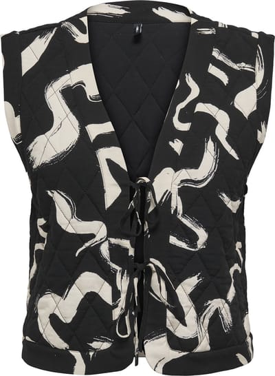 Only Gilet Onlnovella Quilt S/l Tie Vest Wvn 15357634 Black/yoko Dames Maat - M