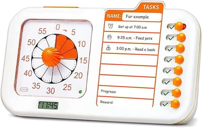 Visuele Timer - Planningsbord - Tijdbeheer Oefenen - Droog Uitwisbaar Bord - 22 x 13 x 7 cm - Zoals Afgebeeld