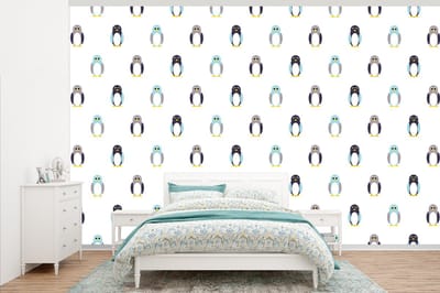 Behang - Fotobehang Design - Dieren - Pinguïn - Breedte 345 cm x hoogte 220 cm