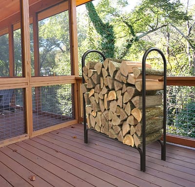 Houtopslag Rek - Brandhout Houder - Buiten Opslag - Stevige Staalconstructie - 122x33x7.6cm - Zwart