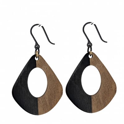 100% allergievrij Lange oorbellen Dilara Hout Bruin zwart-Charme Bijoux