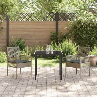vidaXL Tuinstoel met kussen 2 pcs Grijs 55 x 53 x 85 cm poly rattan