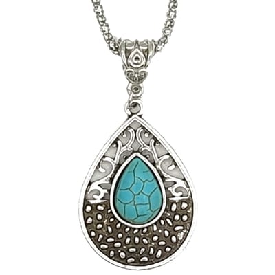 Rhylane – Ketting Met Turquoise Hanger Druppel - Lengte - 50 + 7 cm verstelbaar