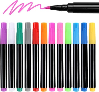 12-kleurenmarkers - Neon nat/drooguitwisbare - Voor LED-notitieborden, fijne punt