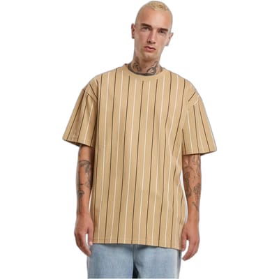 Urban Classics - Printed Pinstripe Heren Tshirt - S - Multicolours