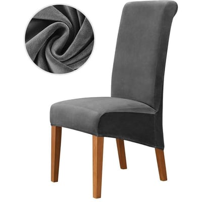 1 /2 /4 /6 Stuks Fluweel Stof Grote Eetkamerstoelhoes XL Maat Hoes voor Stoelen Lange Rug Keukenstoelhoezen Elastische Stretch 2 Pieces