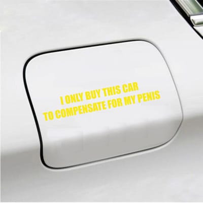 Bumpersticker - I Only Buy This Car - 3,5 X 19,6 - Geel