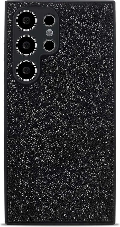 Casemania Hoesje Geschikt voor Samsung Galaxy S22 Ultra - Zwart - Diamant Glitter Back Cover