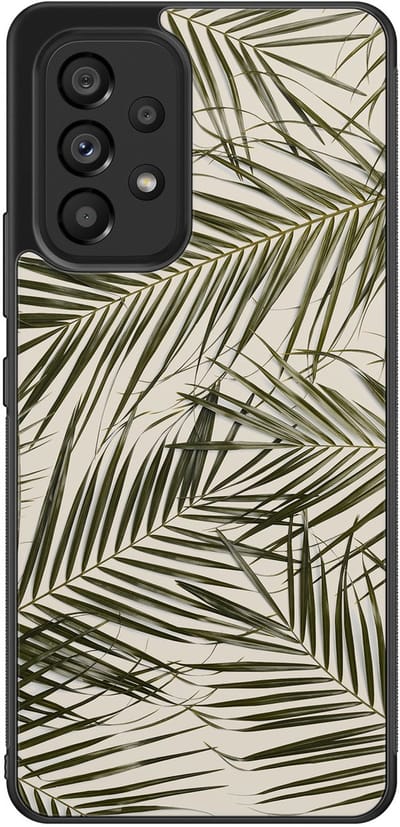 Leuke Telefoonhoesjes - Hoesje geschikt voor Samsung Galaxy A53 - Palm leaves - Backcover zwart - Planten - Groen