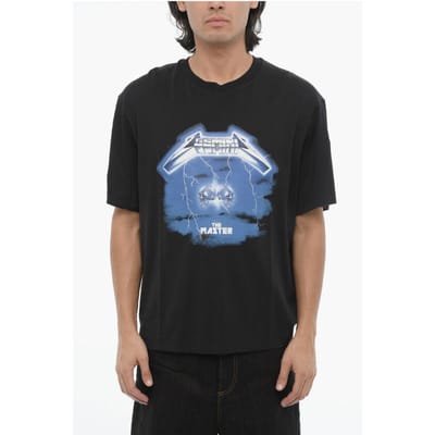 Slim Fit ROCK BAND ZODIAC GEMINI T-shirt met ronde hals en druppel in zwart