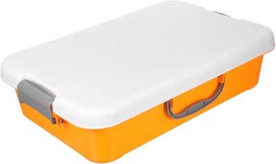 Opbergcontainers Knutselwerkjes - Zandbak Peuters - Binnen en Buiten - Draagbare Zandtafel - 38x24.5x8.7cm - Oranje