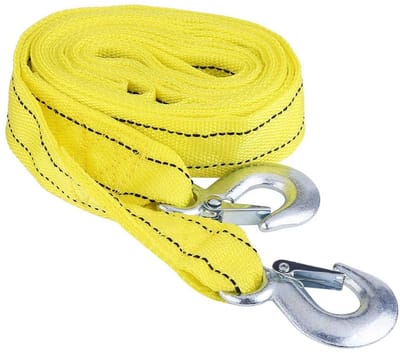 Allecto - Car Trailer Towing Rope - Noodhulpmiddel - Geel - Sterke nylon band - Max. belasting 5 Ton - Geschikt voor voertuigen - 4 Meter lang