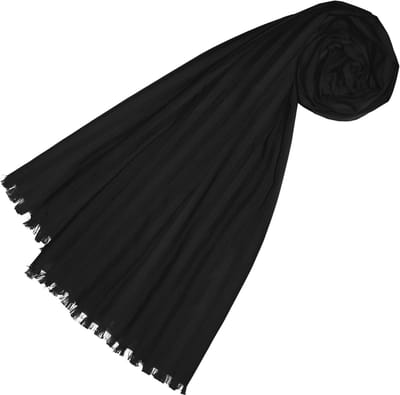 CANA luxe herensjaal van het fijnste katoen met zijde luxueus jacquard geweven subtiele webstrepen natuurlijke vezel sjaal doek zwart zwart 55 cm x 180 cm - 8922711