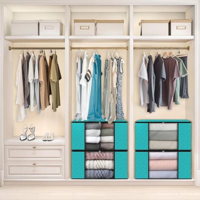 Opbergzakken Kleding - Opbergbakken Dekens - Huis Organiseren - Versterkt Handvat - 4 Pack 60L - Groen