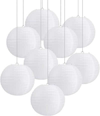 20 Stuks Witte Papieren Lantaarns van 30 cm voor Feestjes, Bruiloften en Verjaardagen
