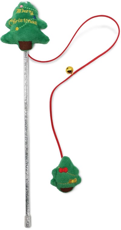 Croci Kattenhengel met kerstboom speeltje voor interactieve jachtspelletjes 45 cm