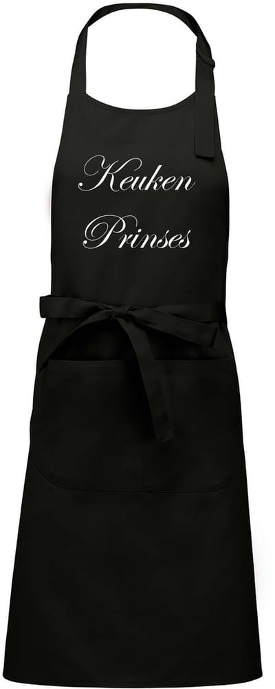 Keuken Prinses - Luxe Schort Keukenschort met tekst - Zwart