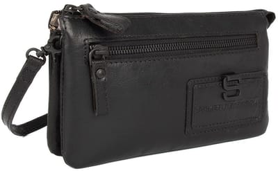 Leren Crossbodytas / Clutch - Alma - Zwart