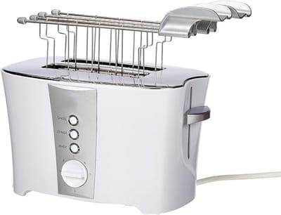 RUX® Broodrooster Met Tostiklemmen - Toaster Met Ontdooifunctie 600W - Tosti Apparaat & Tosti Ijzer Alternatief – 7 Standen En 2 Sleuven – Wit - 26cm x 14cm x 12cm