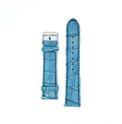 Max Watch 5-MX005 Leren Horlogeband 20mm - 20cm Totaallengte - Gesp - Zilverkleurig - Blauw
