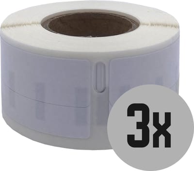 DULA Dymo Compatible labels - Wit - 99017 - S0722460 - Hangmapetiketten - 3 rollen - 12 x 50 mm - 220 labels per rol
