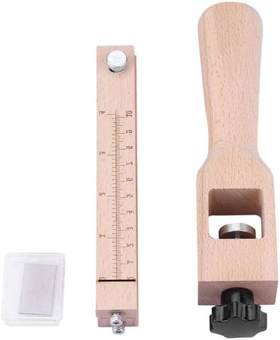 Professionele Houten Leren Snijder voor DIY Projecten, Verstelbaar van 0 tot 10 cm met 5 Vervangbare Bladen en Precisie Snijfunctie