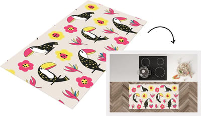 Keukenloper - Loper keuken - Patronen - Vogel - Bloemen - 120x60 cm - Keukenloper vinyl