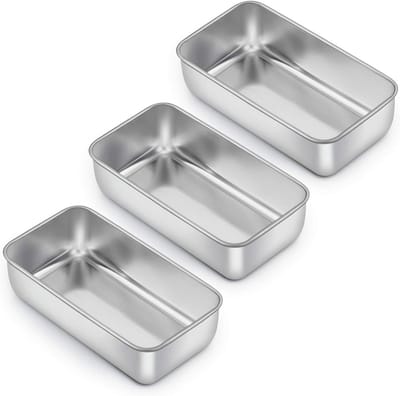 Set van 3 RVS Broodpannen - Bakvormen voor Brood, Cake en Brownies - 9x5 Inch
