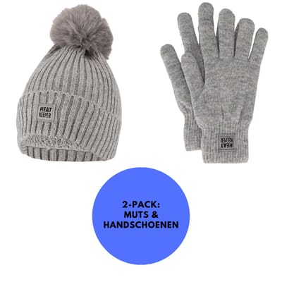 Heatkeeper - Thermo set Dames handschoenen/muts - Grijs - Onesize - Winterset dames - Muts dames - Handschoenen dames
