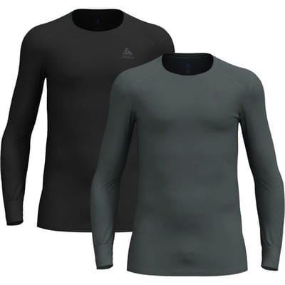 Odlo Active Warm Lange Mouw Thermoshirt 2-Pack Heren - Zwart/Army Groen - Maat L