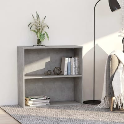 vidaXL - Boekenkast - met - 2 - schappen - 80x30x76,5 - cm - bewerkt - hout - betongrijs