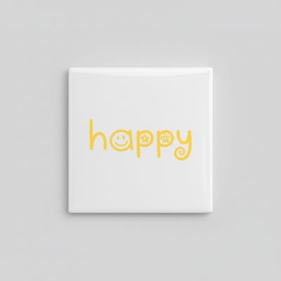 Happy Smile Tegel 15×15 cm – Minimalistische Gele Aesthetic Keramische Wandtegel – Positieve Home Decor Cadeau
