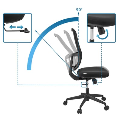 Bureaustoel / draaistoel Minoro B zitting stof / rugleuning netstof zwart / zwart hjh OFFICE