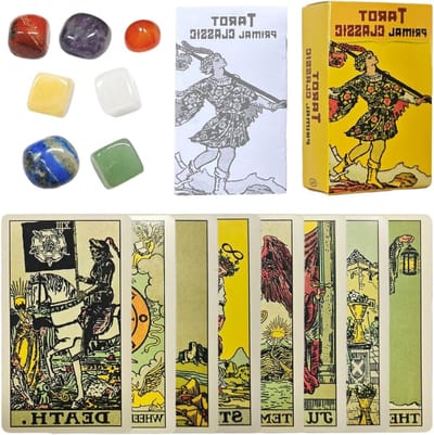 Set tarotkaarten met gids en 7 chakra stenen, klassieke tarot voor beginners en ervaren lezers, spiritueel cadeau voor vrouwen en zelfontdekking