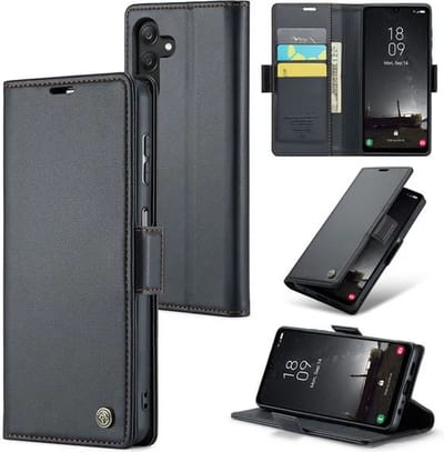 CaseMe Wallet Case met RFID Bescherming en Magneetsluiting voor Samsung Galaxy A25 5G _ Zwart