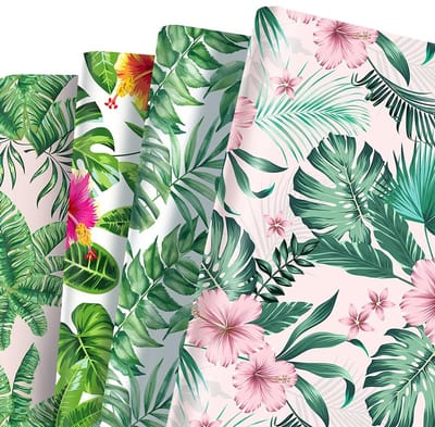 Dailygoody - Hawaii Inpakpapier - Cadeaupapier - Tropisch - Roze - Aloha Party - Perfect voor verjaardagen en zomervakanties - 4 ontwerpen