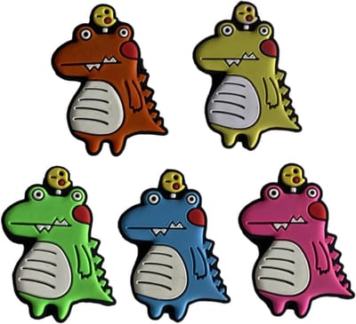 SnelShoppen - Set van 5 Dinosaurus Tennis Trillingsdempers - Siliconen Schokdempers voor Tennisrackets - Verbeterde Controle en Comfort - Leuke Dinosa