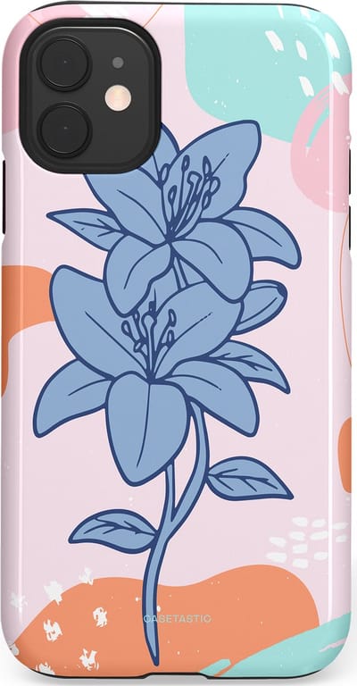 Casetastic hoesje geschikt voor Apple iPhone 11 - Dubbellaagse bescherming - Roze Paarse Lelie Bloemen - Fashion Case - Wit Perzik Lichtblauw Mintgroen