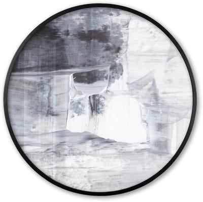 Poster in lijst Rond - Fotolijst 60x60 cm - Posters - Kunst - Verf - Wit - Zwart - Grijs - Ronde posterlijst zwart - Decoratie - Wanddecoratie woonkamer - Muurdecoratie slaapkamer