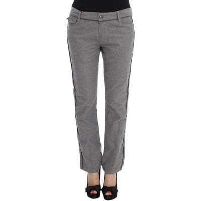 Grijze Rechte Broek met Zijstripe Detail