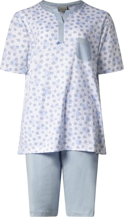 Lunatex - dames shortama 124243 - korte pyjamaset - 100% katoen - blauw - maat M